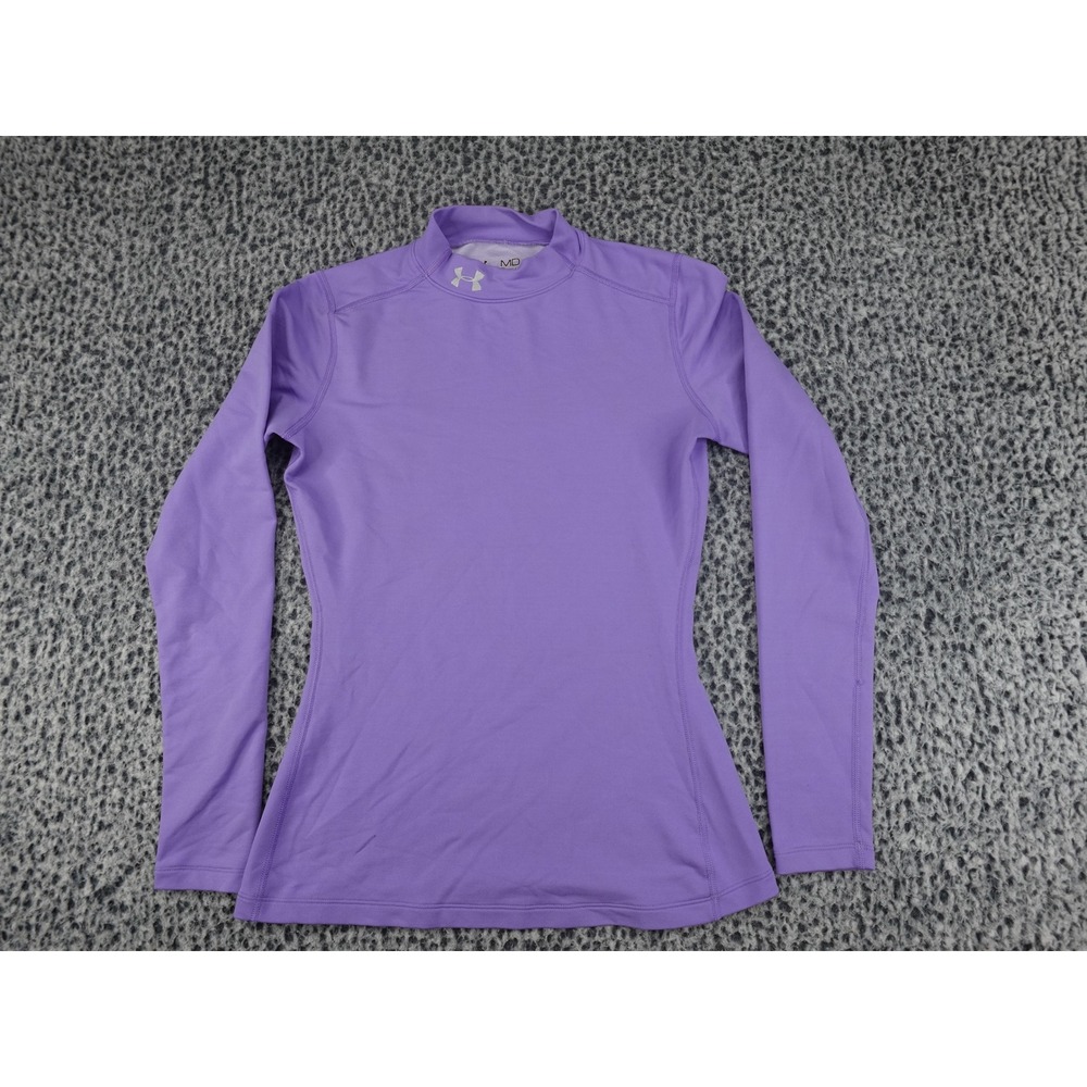 Under Armour ColdGear Base Layer Women Medium Purple Mock‎ Neck Long Sleeve